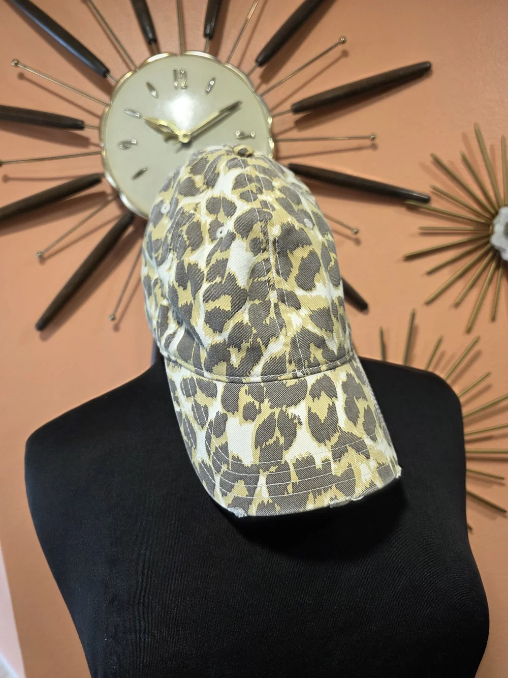 aerie Leopard Print Baseball Cap in Brown and Tan Animal Print Distressed